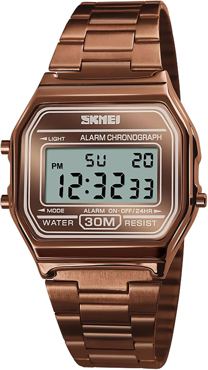 Silver Stainless Steel Band MASTOP Men's Outdoor Waterproof Sports creeper rage concentration deed starvation duty Watch Stopwatch Luminous Alarm Multi-Function Gold 