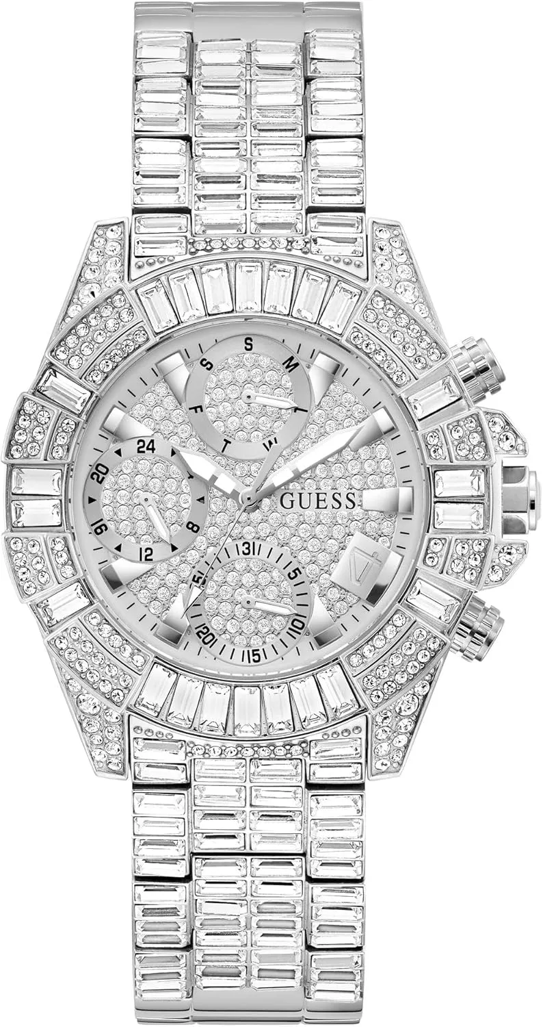 Silver-Tone Case GUESS Women's 39mm Watch - anathema unhindered Silver-Tone Silver Dial 