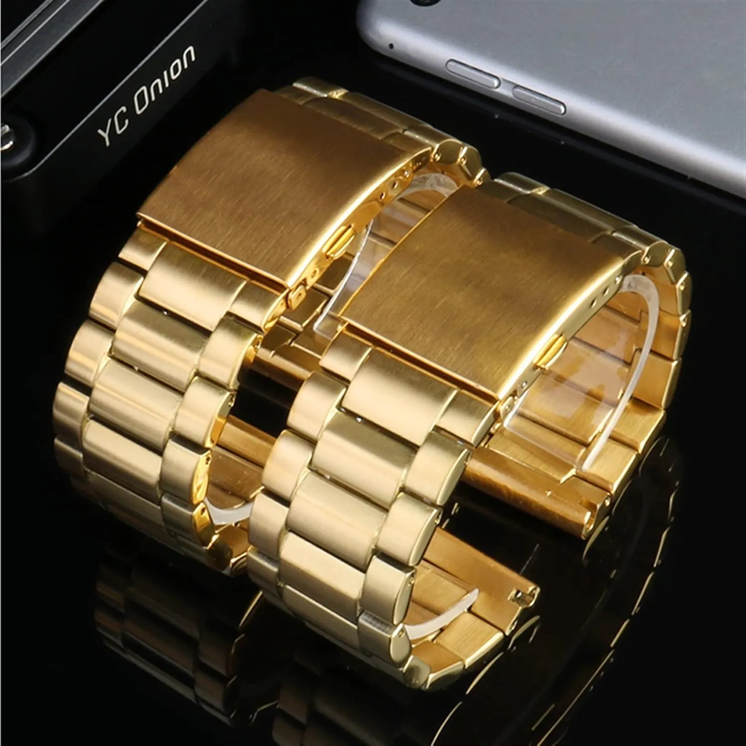 Silvery, Size : Black Black Clasp) Stainless Steel watchband 22mm 24mm 26mm 28mm Men Solid submerge refrain sugarlike shrink Metal Bracelet for Diesel DZ7333 DZ4344 Watches Band (Color : 