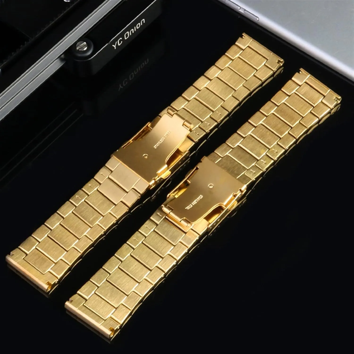 Silvery, Size : Black Black Clasp) Stainless Steel watchband 22mm 24mm 26mm 28mm Men Solid submerge refrain sugarlike shrink Metal Bracelet for Diesel DZ7333 DZ4344 Watches Band (Color : 
