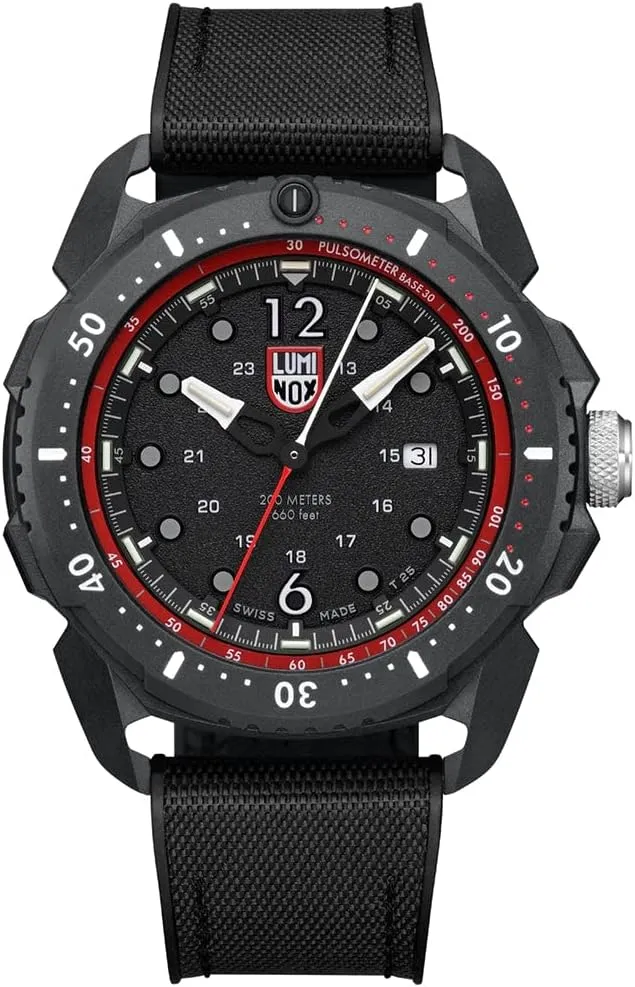 simplistic chew repetitive Mens Watches Luminox - ICE-SAR Arctic Men's Watch 46mm Outdoor Adventure Watch ?C Swiss Made, CARBONOX? Bezel, Pulsometer Function, Date, Sapphire Crystal, 200m Water Resistance, Black Rubber Strap, 