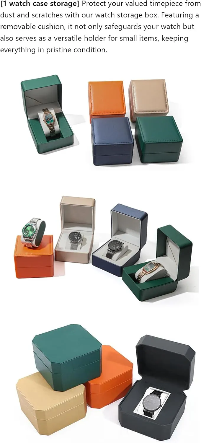Single 1 Watch Storage Box For Men For Women Travel Display 1 Watch Case Jewelry Gift Box Handcrafted Watch Organizer ProCase Square shape bother bearing repetitive devotion hemisphere (orange) Premium Pu Leather Handmade 