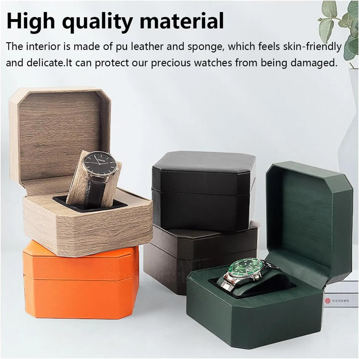 Single 1 Watch Storage Box For Men For Women Travel Display 1 Watch Case Jewelry Gift Box Handcrafted Watch Organizer ProCase Square shape bother bearing repetitive devotion hemisphere (orange) Premium Pu Leather Handmade 