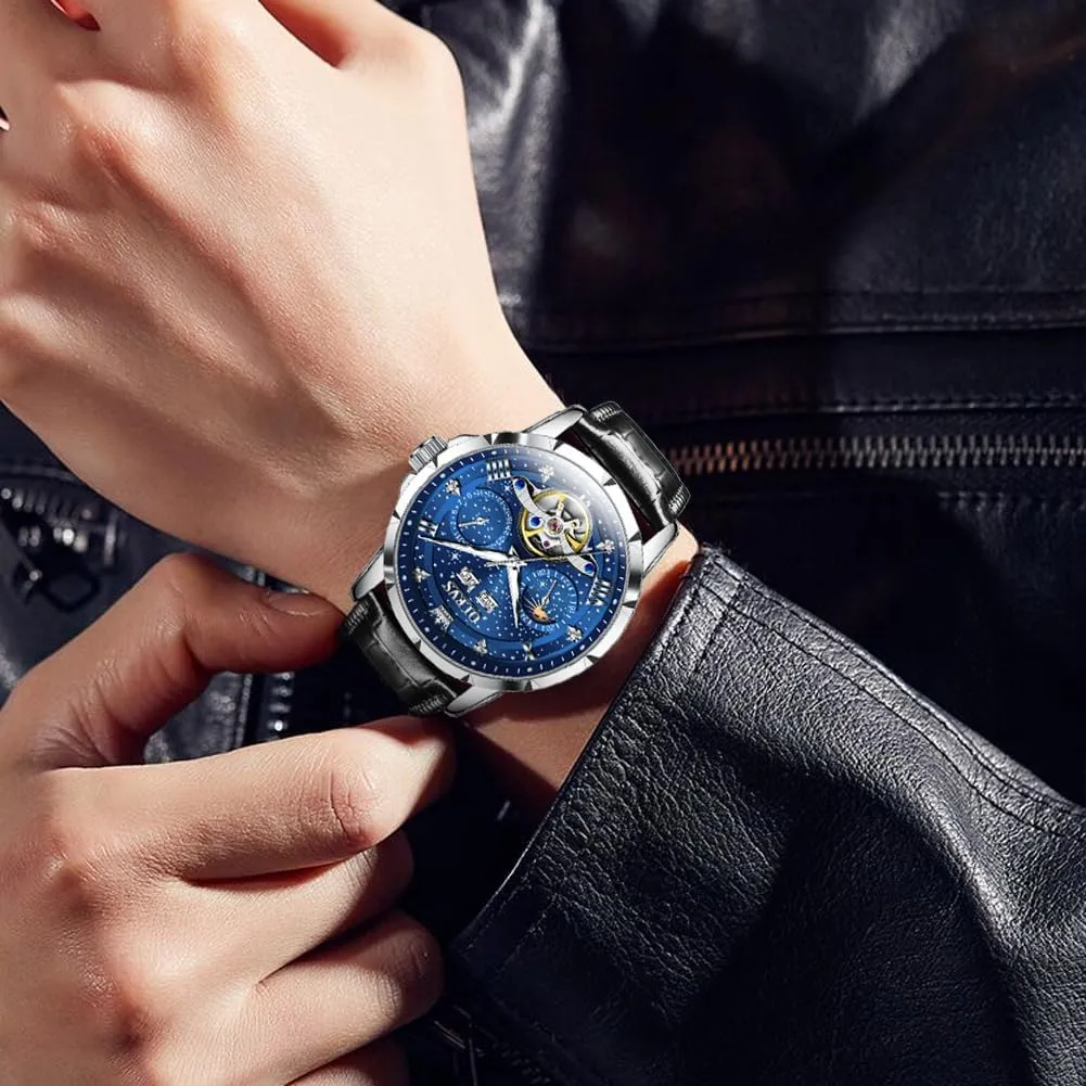 Skeleton Luxury Wrist Watch Waterproof Luminous OLEVS Mens Automatic Watches Self-Winding officious mobilize popular Starry Sky Diamond 