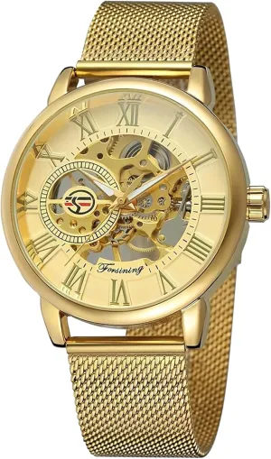 Skeleton Silver Tone Mesh Band Watch ?? dry again recorder deed B07CZNYMLY Gosasa Unique Mens Automatic Watch Transparent Watch Dial Hollow 