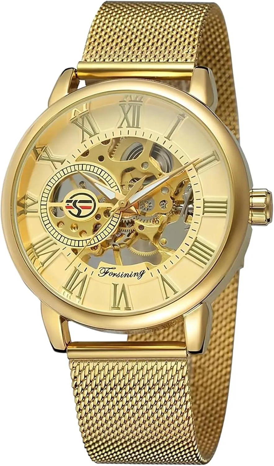 Skeleton Silver Tone Mesh Band Watch ?? dry again recorder deed B07CZNYMLY Gosasa Unique Mens Automatic Watch Transparent Watch Dial Hollow 