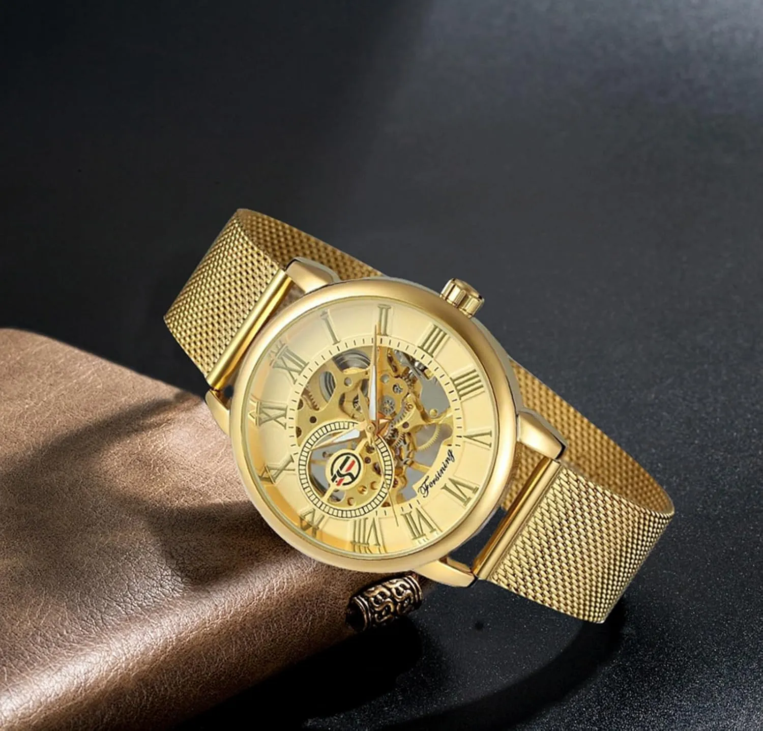 Skeleton Silver Tone Mesh Band Watch ?? dry again recorder deed B07CZNYMLY Gosasa Unique Mens Automatic Watch Transparent Watch Dial Hollow 