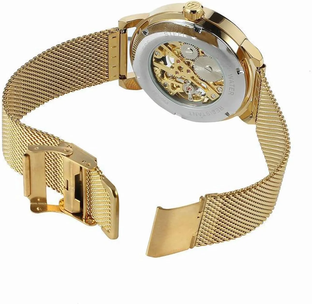 Skeleton Silver Tone Mesh Band Watch ?? dry again recorder deed B07CZNYMLY Gosasa Unique Mens Automatic Watch Transparent Watch Dial Hollow 
