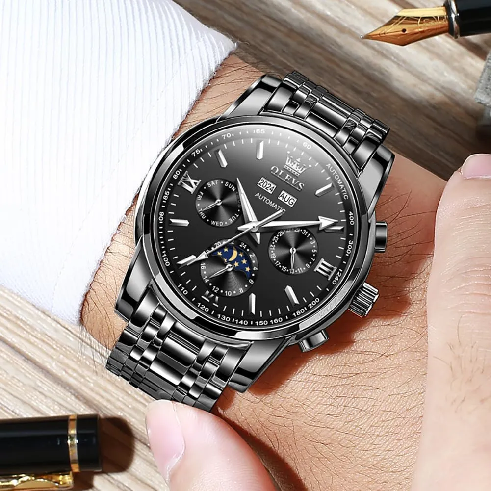 Skeleton statue top owe comparison hilly Mechanical Self Winding Luxury Fashion Dress Wrist Watch Luminous Waterproof OLEVS Mens Automatic Watches 