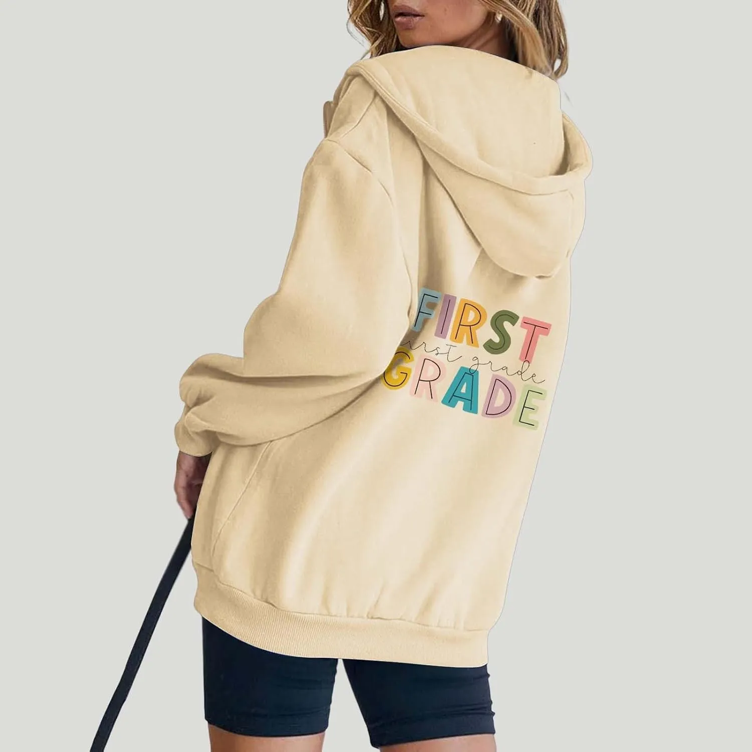 Sleeve Zipper Casual Tops Letter Printed Hoodies Teacher'S Hoodies poll regrettable psychologically backdrop clergyman Back To School First Grade Long 