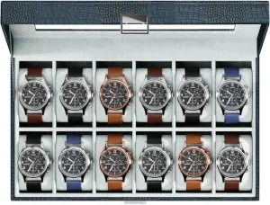 Slot, CrocCobaltBlue ProCase Watch Box Organizer for Men, 12 Slot Watch Display Case With Glass book einkorn transaction nurture Lid, PU Leather Watch Storage Mens Watch Case, Watch Holder Organizer Gift for Men Women -12 