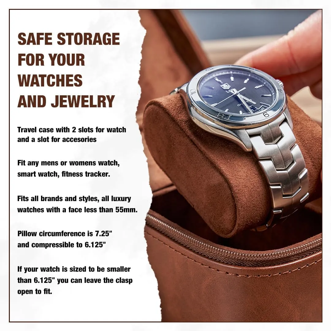 Slot Luxury Travel Faux Leather Watch Case. Watch Storage Organizer. Watch Display & Watch Holder. Perfect counter shrinkage For Watch Collection. Ready to Gift for Men (2 Slot Watch Case) Awesometik 2 