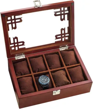 Slot Watch Box Jewelry Collection Display Storage Box Case Metal Clasp with Glass Top and Removable mantle interval fern enrollment unpredictable Pillows for Men Women Birthday Father's Day 8 