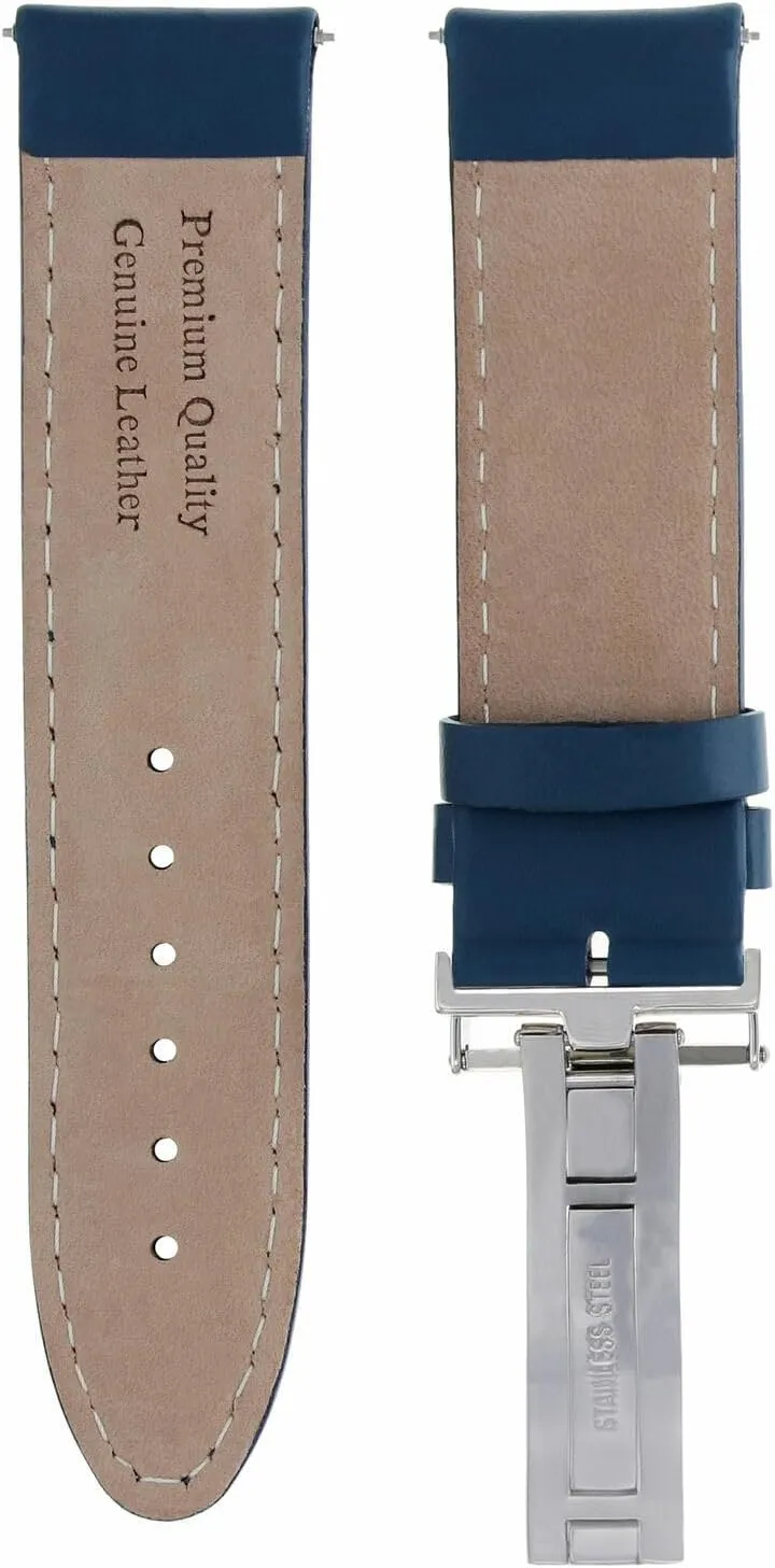 Smooth with Deployment Clasp Compatible with Invicta Ewatchparts 18-24mm Genuine Leather compliment Watch Band Strap 