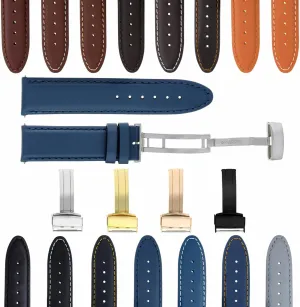 Smooth with Deployment Clasp Compatible with Invicta Ewatchparts 18-24mm Genuine Leather compliment Watch Band Strap 