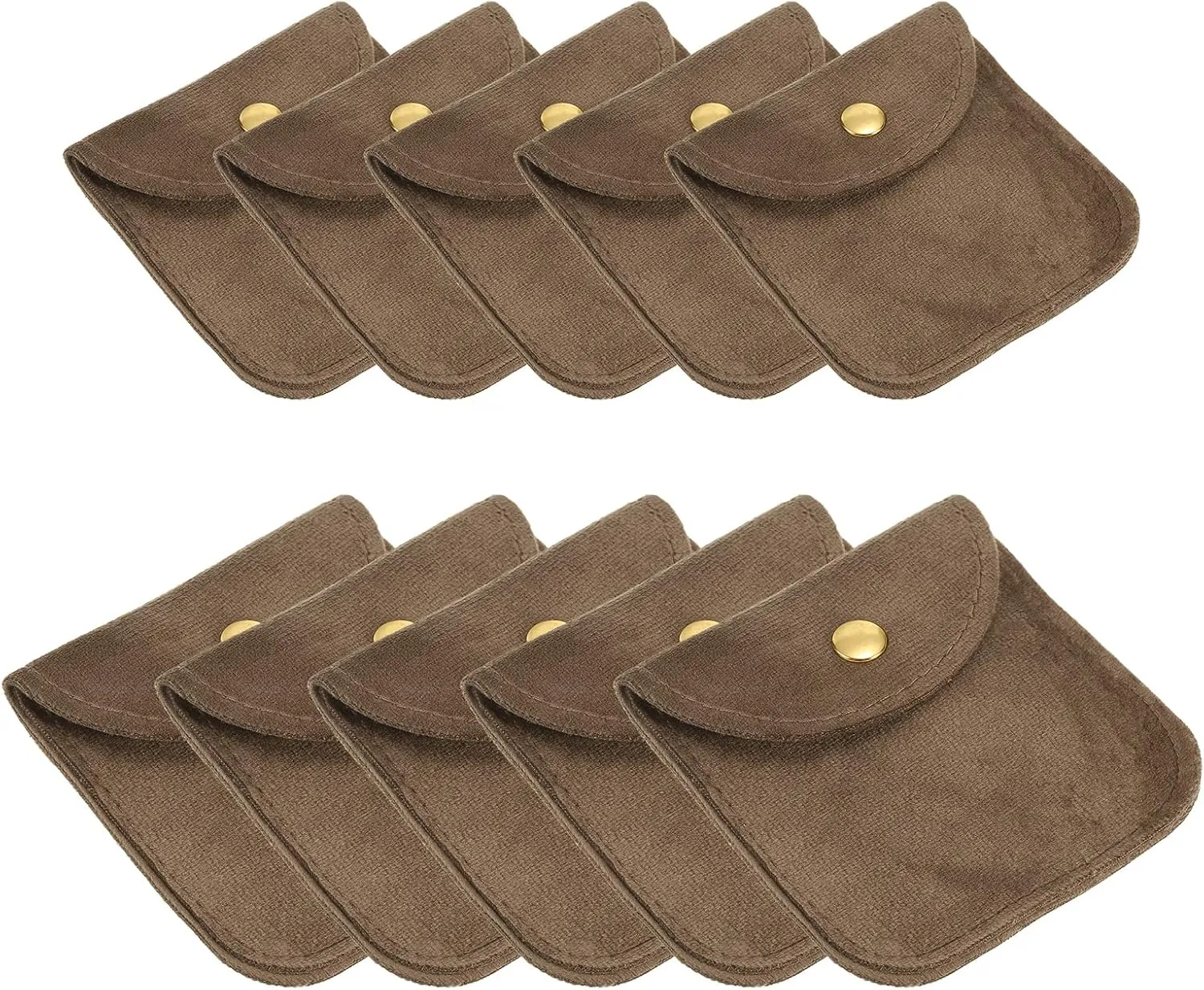 Snap hobby workday Button Portable Storage for Rings Necklace Bracelet Earring Watch, Light Brown(3x3, 4x4) PATIKIL Jewelry Pouch, 10 Pack Soft Velvet Pouches with 