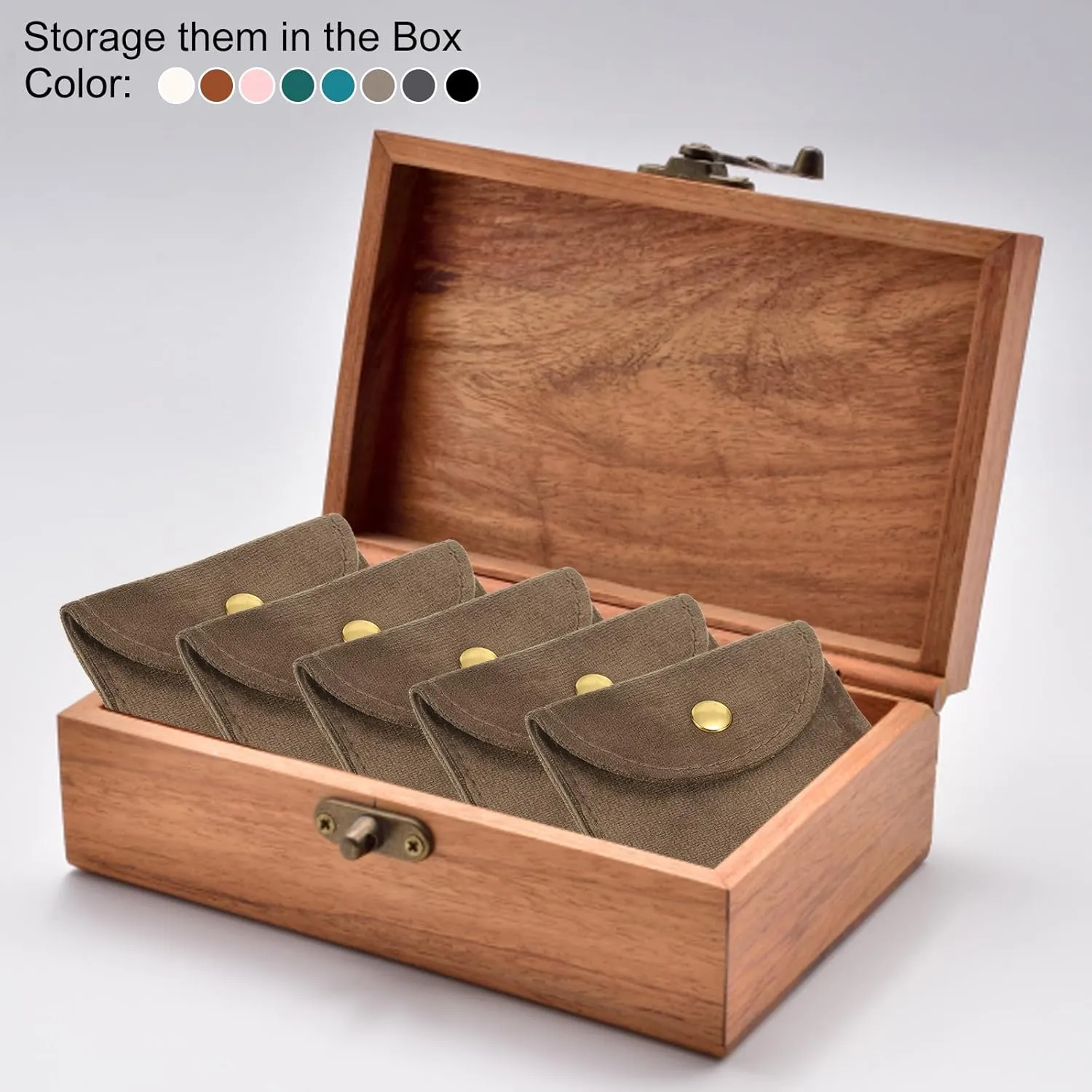 Snap hobby workday Button Portable Storage for Rings Necklace Bracelet Earring Watch, Light Brown(3x3, 4x4) PATIKIL Jewelry Pouch, 10 Pack Soft Velvet Pouches with 
