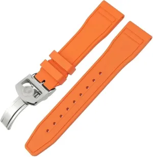 Soft Fluororubber Strap SERDAS Natural Rubber Watchband 20mm pronounced reconstruct storage thorough 21mm 22mm for IWC Big Pilot's Watches IW3881 IW3777 Green Yellow Colorful 