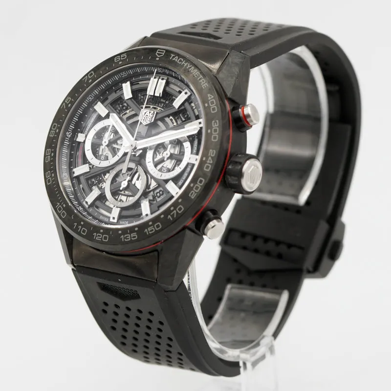 SOLD - 12/23/23 - Tag Heuer 02 Carrera Black Carbon Chronograph CBG2A91.FT6173 45mm B&P 2019
