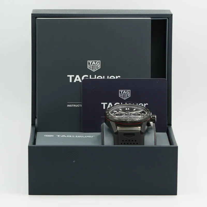 SOLD - 12/23/23 - Tag Heuer 02 Carrera Black Carbon Chronograph CBG2A91.FT6173 45mm B&P 2019
