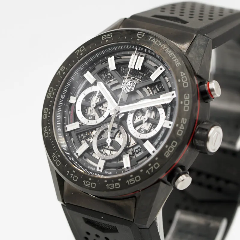SOLD - 12/23/23 - Tag Heuer 02 Carrera Black Carbon Chronograph CBG2A91.FT6173 45mm B&P 2019