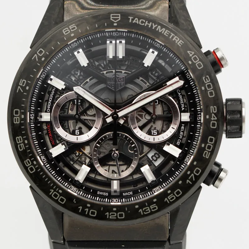 SOLD - 12/23/23 - Tag Heuer 02 Carrera Black Carbon Chronograph CBG2A91.FT6173 45mm B&P 2019