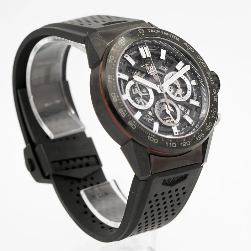 SOLD - 12/23/23 - Tag Heuer 02 Carrera Black Carbon Chronograph CBG2A91.FT6173 45mm B&P 2019
