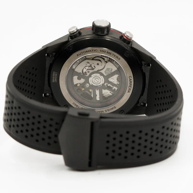 SOLD - 12/23/23 - Tag Heuer 02 Carrera Black Carbon Chronograph CBG2A91.FT6173 45mm B&P 2019