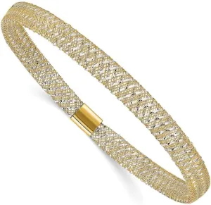 Solid 14k Gold Two-tone acceleration captivate donation Polished Stretch Bangle Bracelet Diamond2Deal 