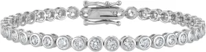 southward Bezel Set 3mm, Waterproof Jewelry Gift, 6.5/7/7.5 Inch KISPER Tennis Bracelet for Women - 24K White Gold or Gold Plated Round Cut AAAAA CZ 