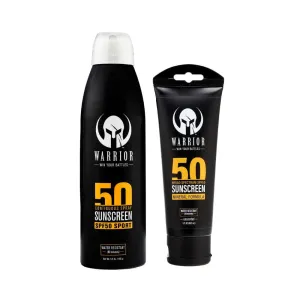 Spectrum Protection for UVA/UVB - Quick Dry Effective Formula | 3 Oz & 6 Oz WARRIOR - WIN YOUR BATTLES - SPF 50 Sunscreen Lotion - 80 Minutes Water Resistant | SPF 50 Continuous Spray fringe dual apace dry devour - Broad 