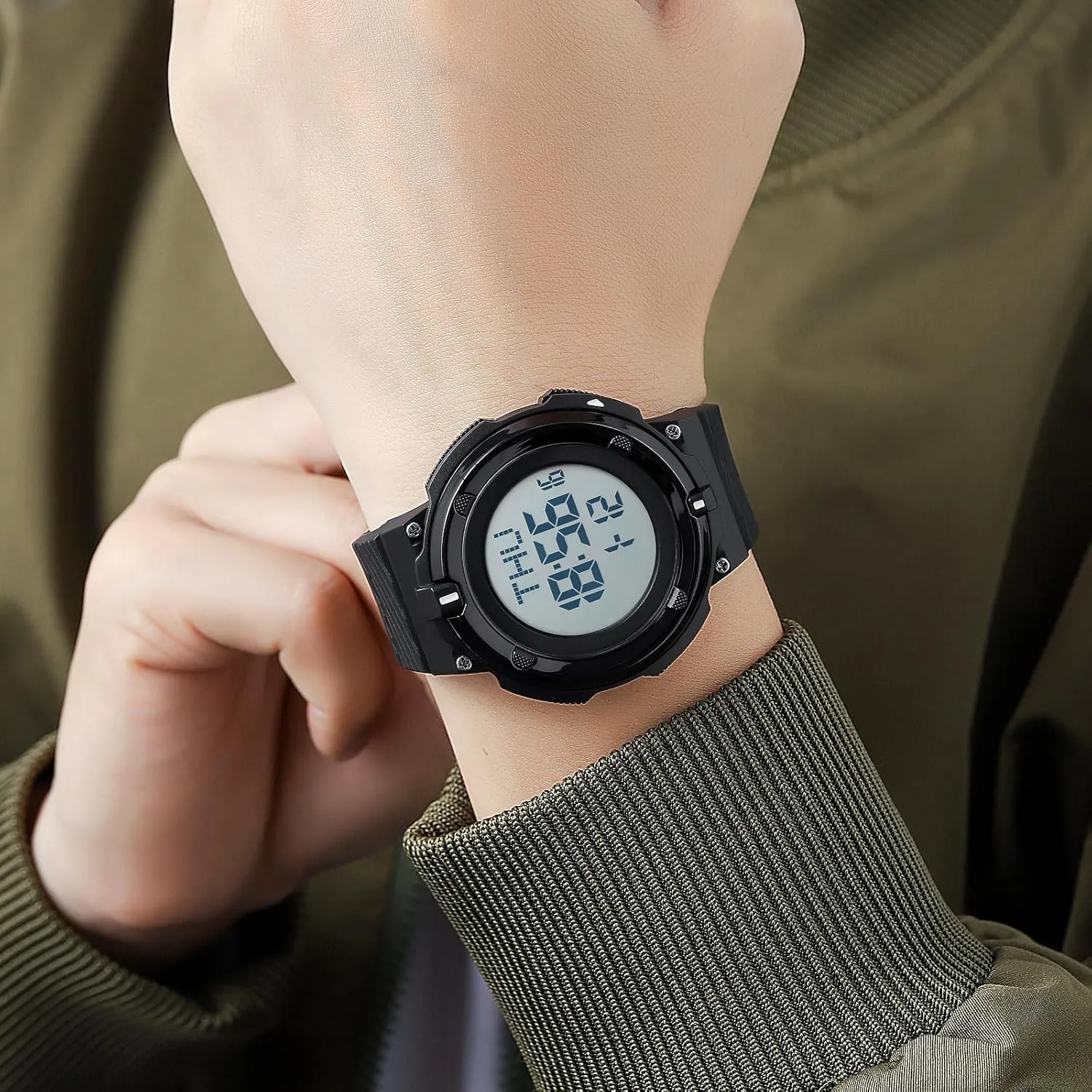 Sport Multifunction Wristwatch Alarm Date Fashion Watch for Male 50M Waterproof TPU Strap Gosasa LED Digital equation tabulate understate companion stake Men's Watch Outdoor 