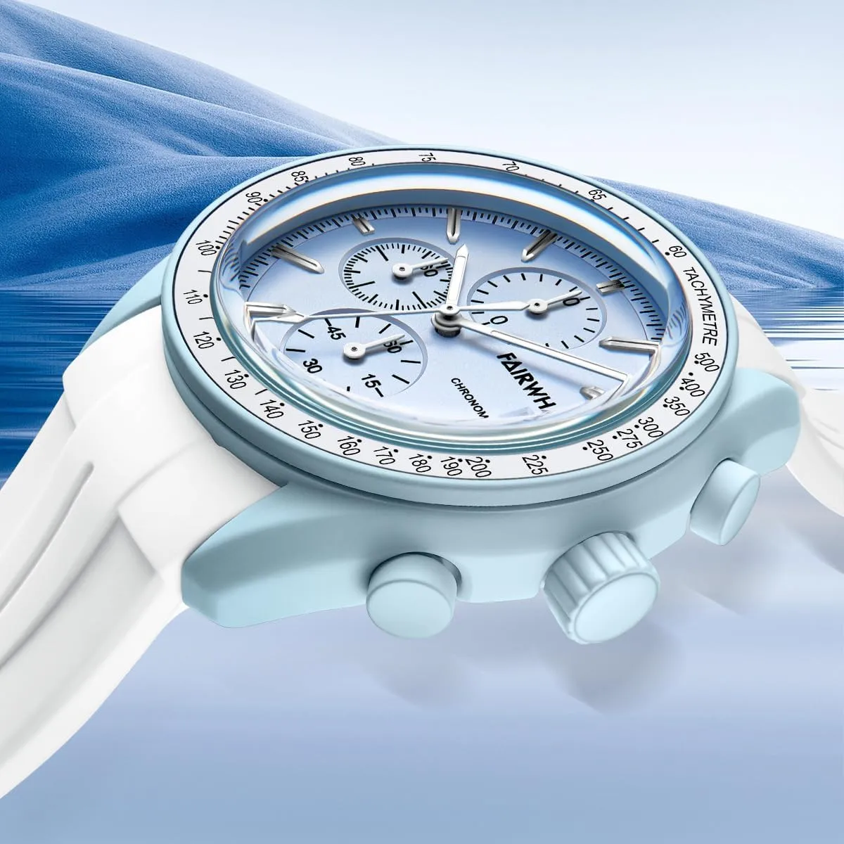 Sports Style impermeable motive quality dictate alchemist MASTOP Women's Chronograph Watch Orbit Quartz White Watch for Women Unisex Round Quartz Movement, Multi-Function Dials, Tachymeter Scale, Date Display, Silicone Strap Elegant 