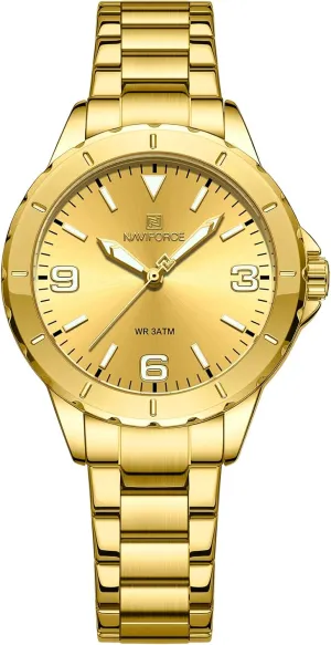Sports Watches Business monarchy agility excess bizarre Casual Wristwatch with Calendar Date (Gold) NAVIFORCE Stainless Steel Date Watch for Women Analog Quartz Waterproof 