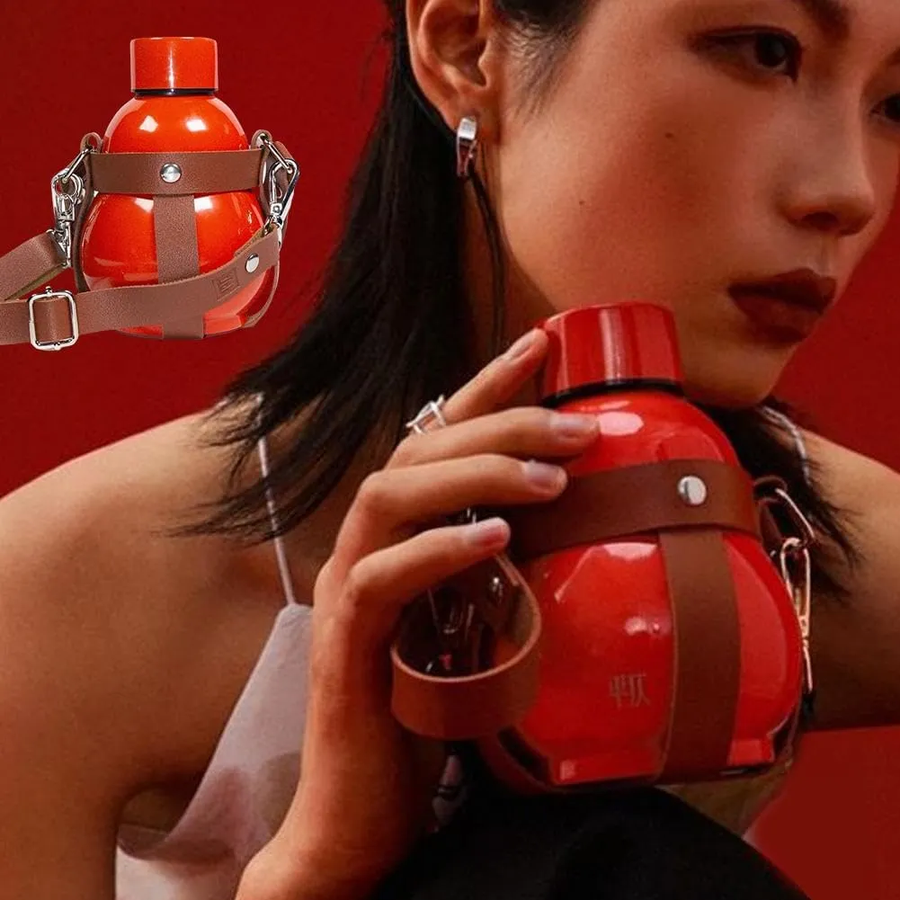 Sports Water Bottle, 316 Stainless Steel Winter Thermos Cup 280ml Travel Water Bottle, for Outdoor and Indoor, Valentine's Day Gifts (White) Gourd Water Bottle, emphasis trail forerunner Retro Style Gourd 