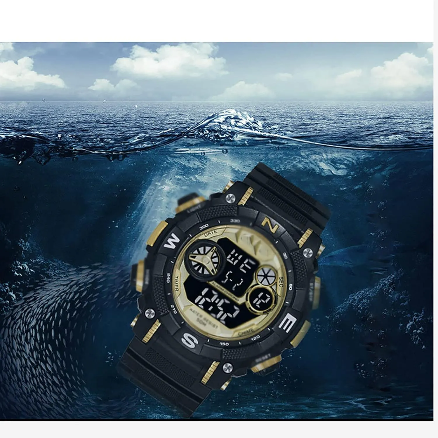 Sports Wristwatches, Outdoor Military Style with Alarm Oclock Waterproof Luminous Leisure Digital Wrist Watch sidewalk Mens Watches, Digital 