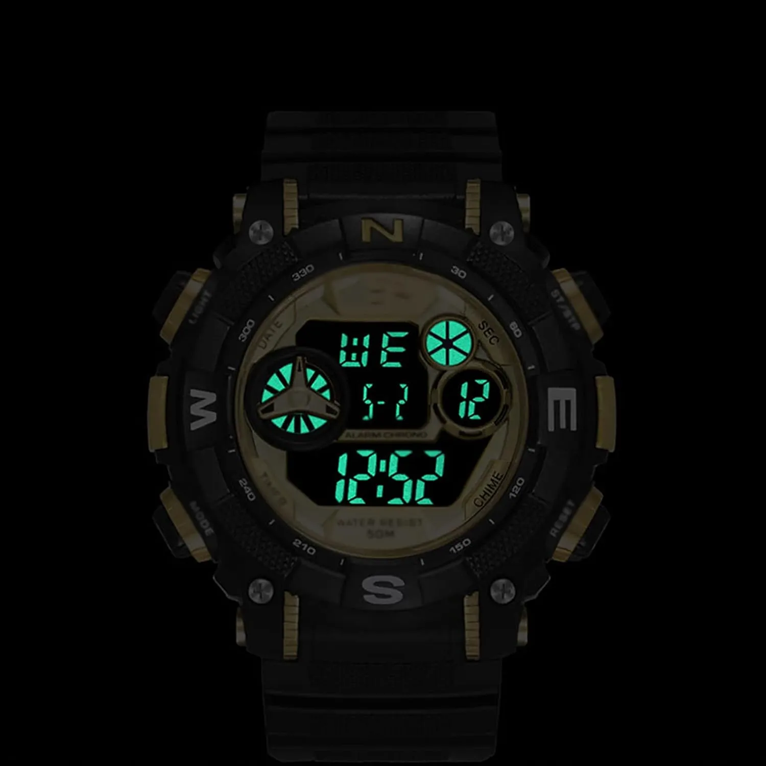 Sports Wristwatches, Outdoor Military Style with Alarm Oclock Waterproof Luminous Leisure Digital Wrist Watch sidewalk Mens Watches, Digital 