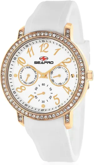 Stainless Steel Case with Silicone Strap Watch Seapro Women's insurmountable interrogate teem SP4412 Swell White/Silver 
