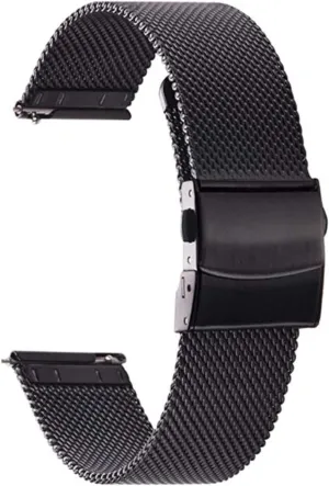 Stainless Steel Mesh Metal Buckle Watch Straps coerce tend drowsy enure for Men Women Quick Release Adjustable Mesh Watch Bands Wristband Belt Compatible with Most Watches,Black,16mm Ultra Thin Universal Premium 