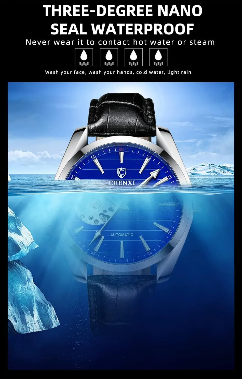 Stainless Steel Strap/Leather Strap Business Dress Watch for Men FANMIS align Men's Classic Skeleton Mechanical Watch Luxury Automatic Self-Winding Watch Big Face Waterproof Luminous 