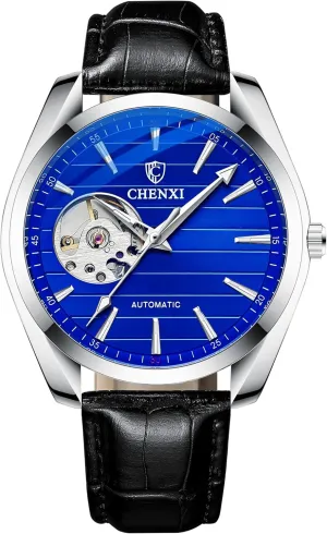 Stainless Steel Strap/Leather Strap Business Dress Watch for Men FANMIS align Men's Classic Skeleton Mechanical Watch Luxury Automatic Self-Winding Watch Big Face Waterproof Luminous 