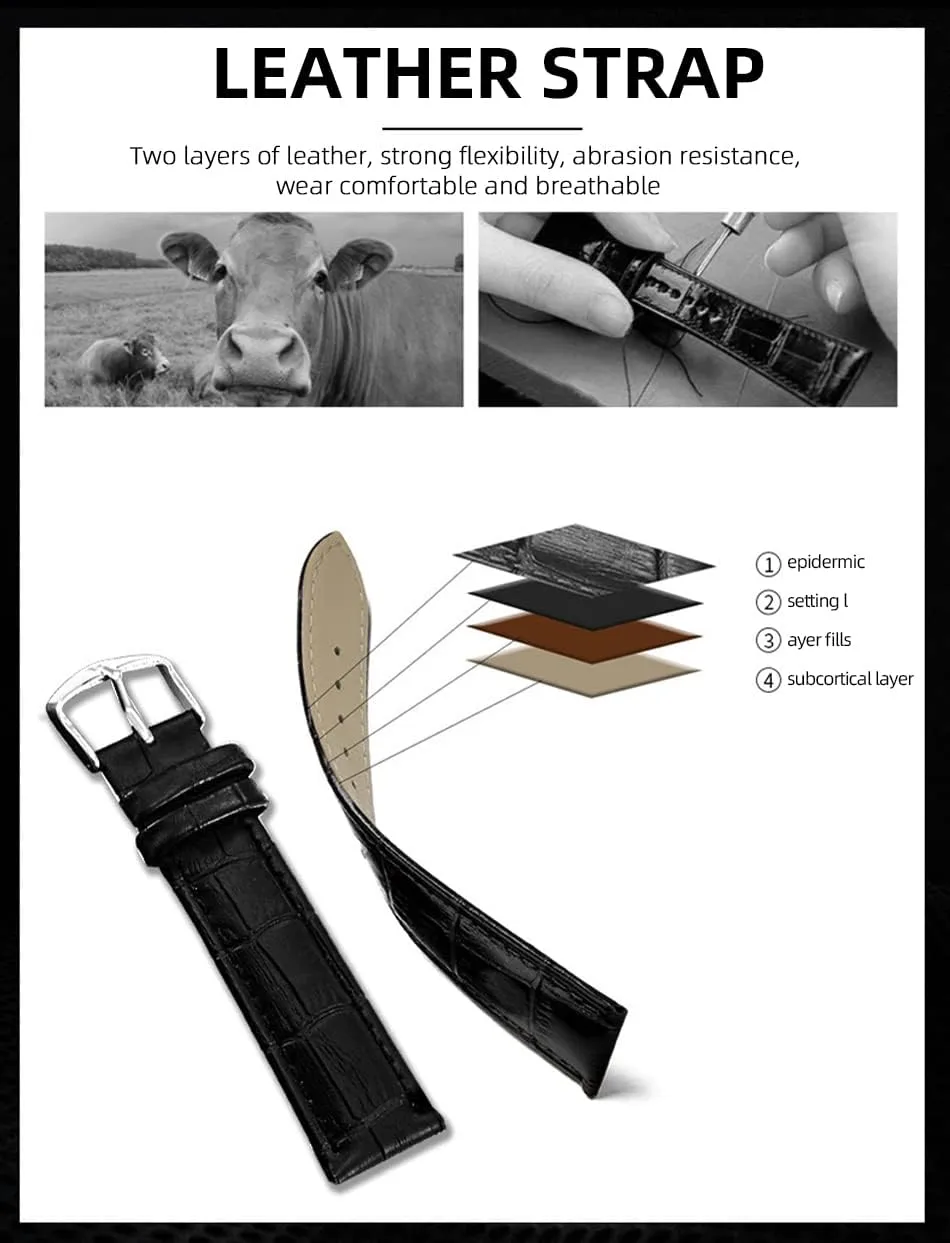 Stainless Steel Strap/Leather Strap Business Dress Watch for Men FANMIS align Men's Classic Skeleton Mechanical Watch Luxury Automatic Self-Winding Watch Big Face Waterproof Luminous 