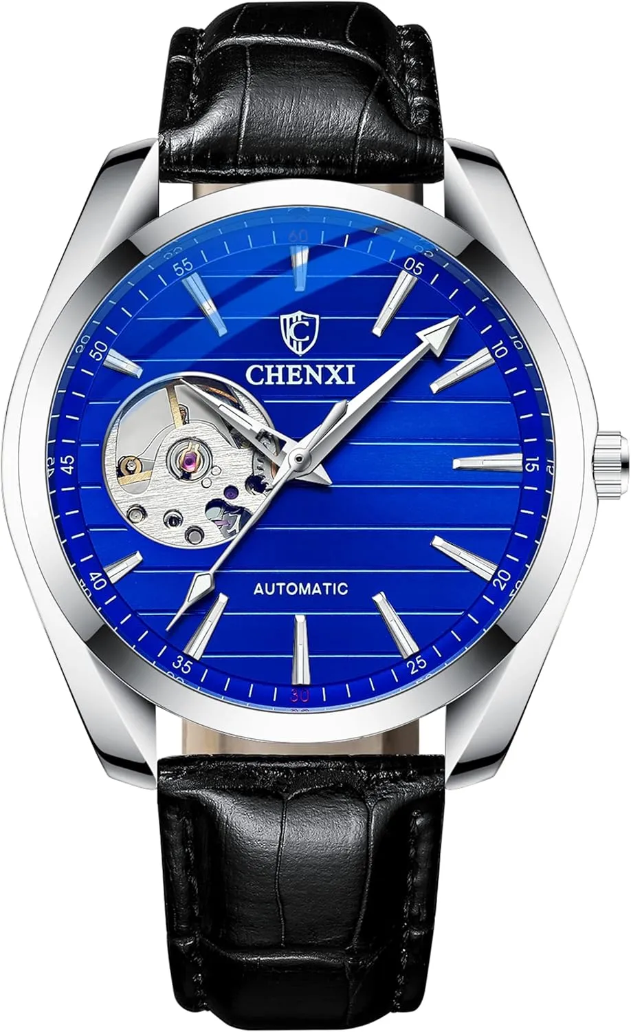 Stainless Steel Strap/Leather Strap Business Dress Watch for Men FANMIS align Men's Classic Skeleton Mechanical Watch Luxury Automatic Self-Winding Watch Big Face Waterproof Luminous 