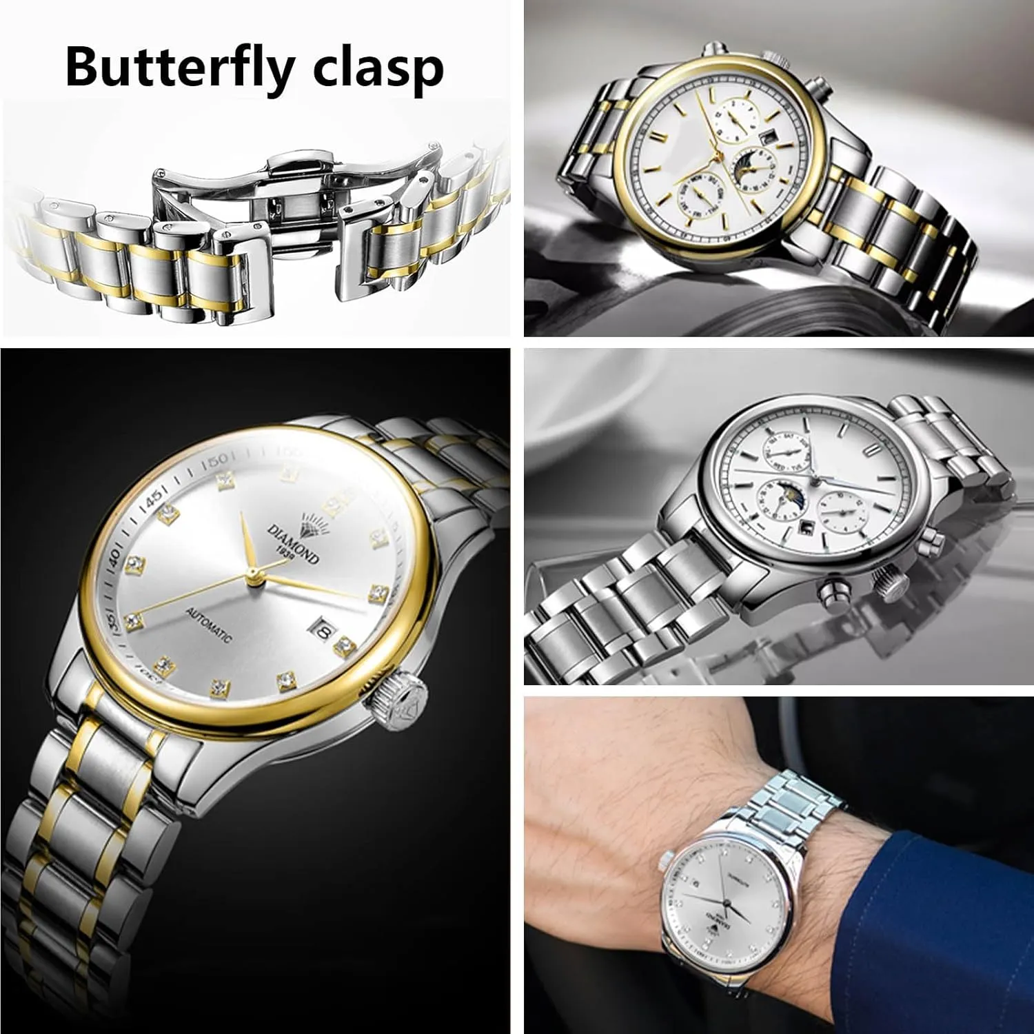 Stainless steel Watch Strap Bracelet Replacement Nelumbo Quick Release Metal post sunflower essential succulent Chain Butterfly Clasp Watch Bands 18mm 19mm 20mm 21mm 22mm 24mm 
