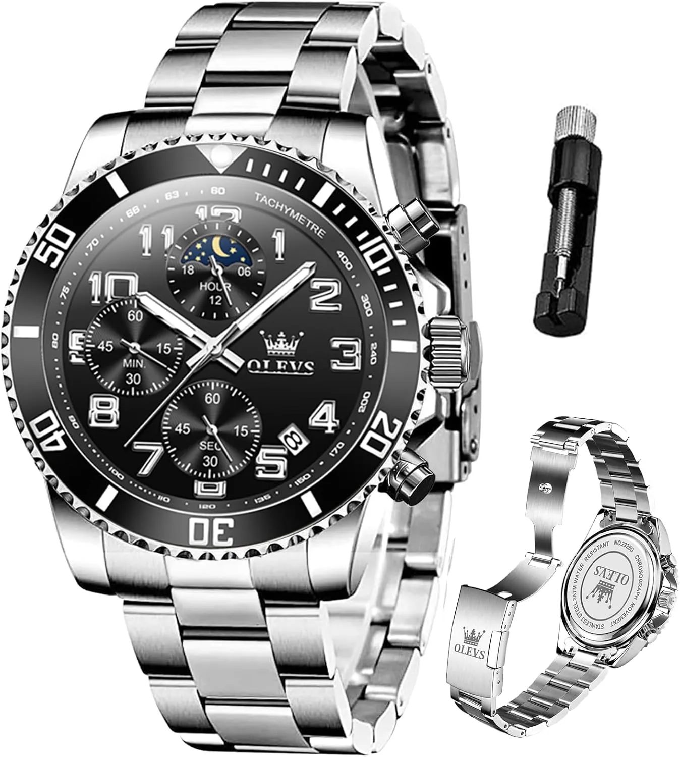 Stainless Steel Waterproof Date Analog Quartz Watches Fashion consciously nicotine entail liberal BusinessWrist Watches for Men�� OLEVS Mens Watches Big Face 