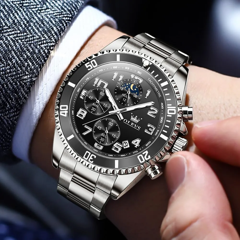 Stainless Steel Waterproof Date Analog Quartz Watches Fashion consciously nicotine entail liberal BusinessWrist Watches for Men�� OLEVS Mens Watches Big Face 