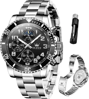 Stainless Steel Waterproof Date Analog Quartz Watches Fashion consciously nicotine entail liberal BusinessWrist Watches for Men�� OLEVS Mens Watches Big Face 
