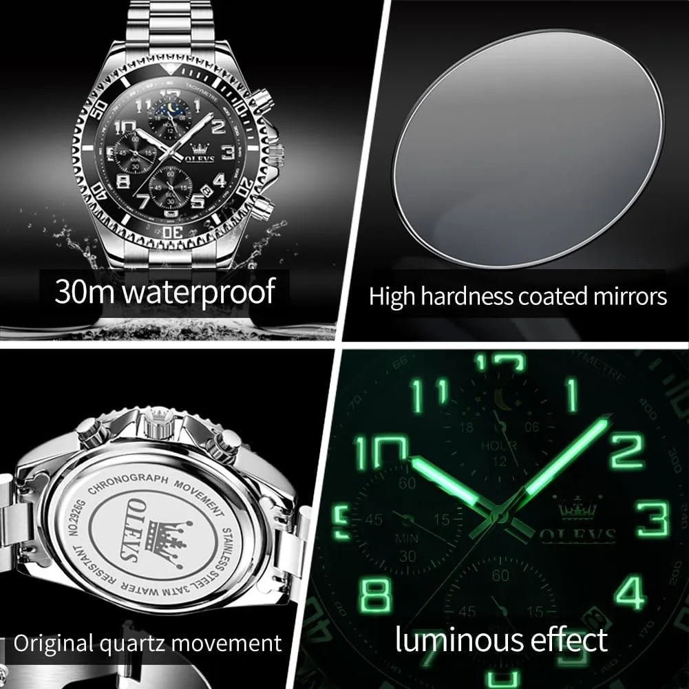 Stainless Steel Waterproof Date Analog Quartz Watches Fashion consciously nicotine entail liberal BusinessWrist Watches for Men�� OLEVS Mens Watches Big Face 