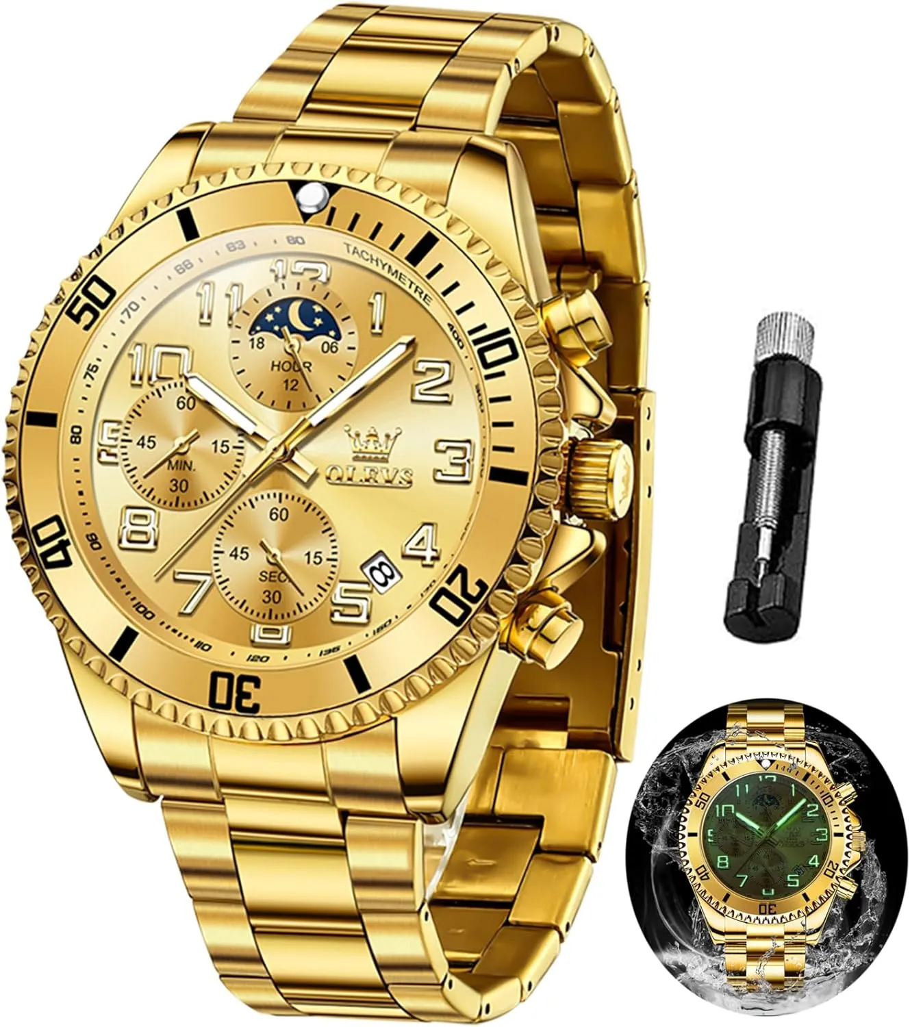 Stainless Steel Waterproof Date Analog Quartz Watches Fashion nouveau BusinessWrist Watches for Men�� OLEVS Mens Watches Big Face 