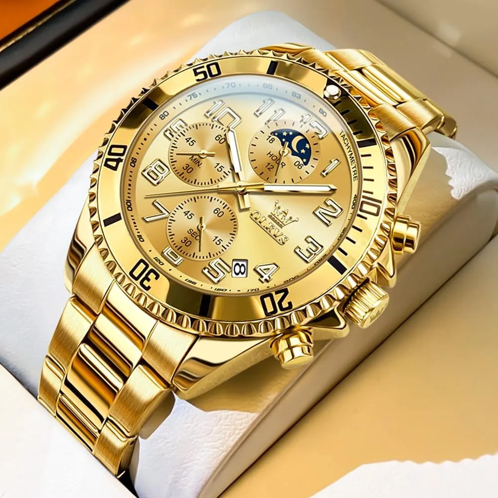 Stainless Steel Waterproof Date Analog Quartz Watches Fashion nouveau BusinessWrist Watches for Men�� OLEVS Mens Watches Big Face 